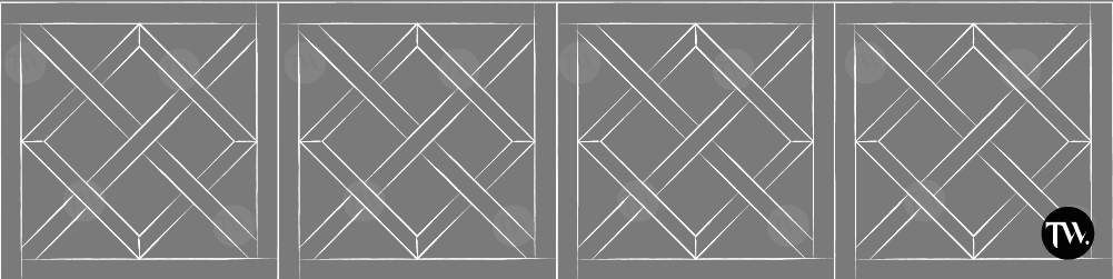 Panneau de parquet motif Chaumont — chevron encadré sur mesure