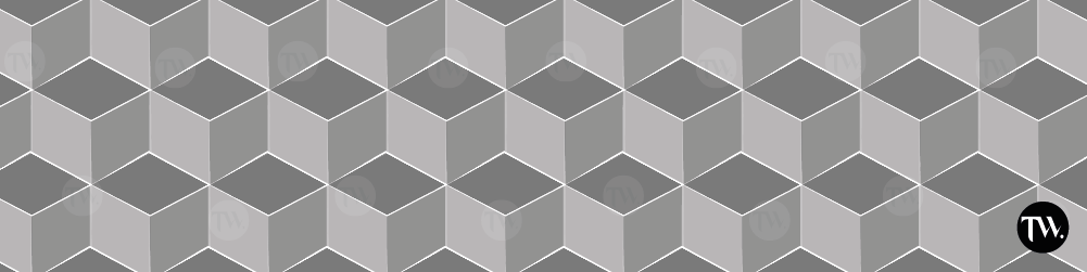 Parquet mosaïque motif cube 3D — optique tridimensionnelle sur sol en bois