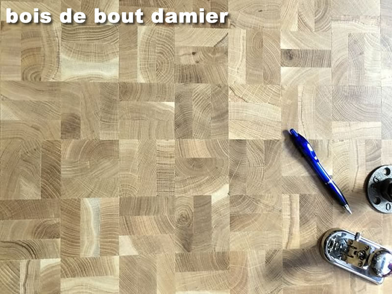 bois de bout pave damier en chêne massif